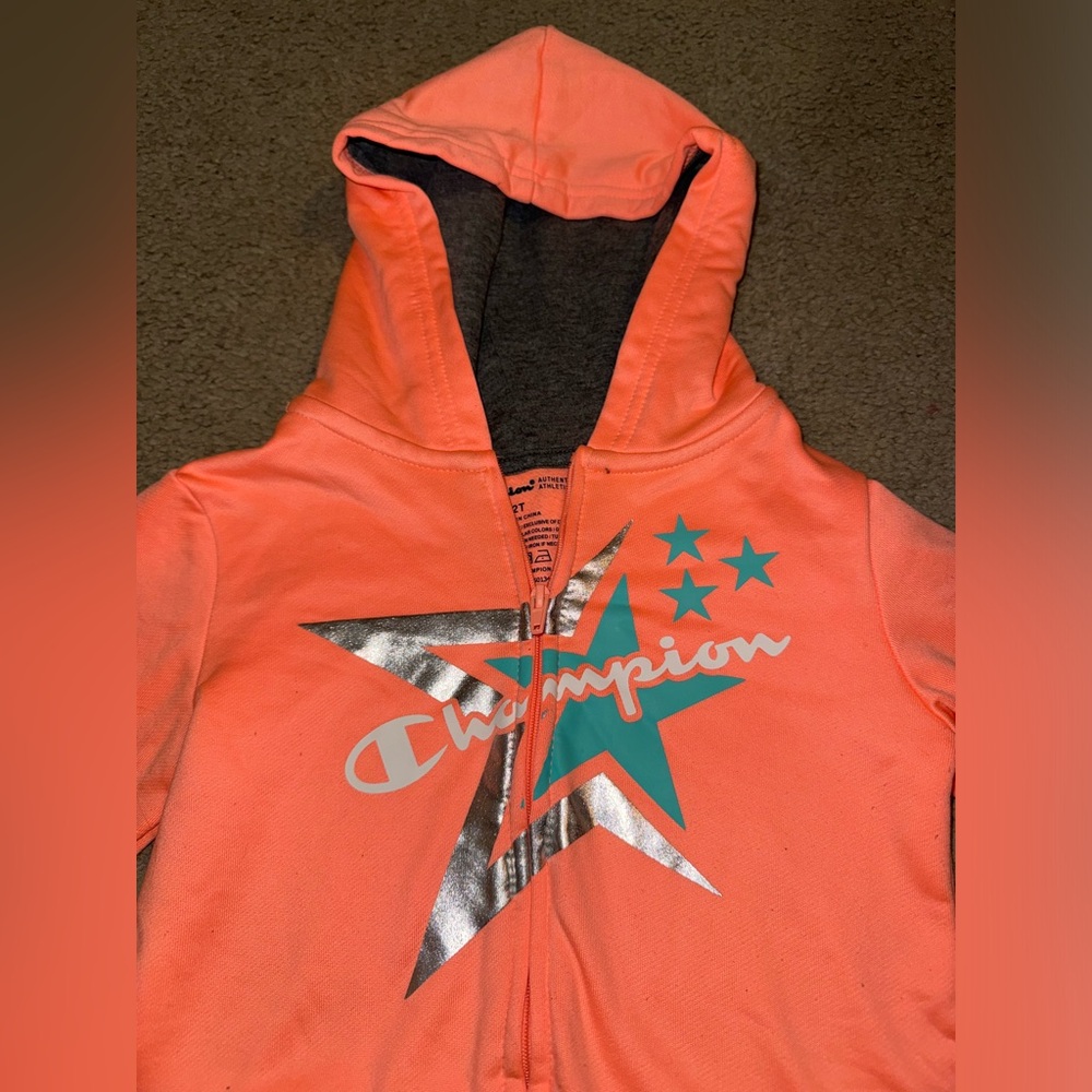 Neon orange championship toddler zip up jacket. Perfectly used condition.